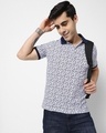 Shop Men's White Floral Printed Polo T-shirt