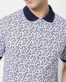 Shop Men's White Floral Printed Polo T-shirt