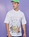 Shop Men's White Fluent In Friends Graphic Printed Oversized T-shirt-Front