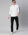 Shop Men's White Full Sleeve T-shirt (Black Stripe)
