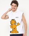 Shop Men's White Garfield Oversized Hoodie T-shirt-Front