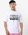 Shop Men's White Gorr Typography Oversized T-shirt-Front