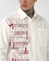 Shop Men's White Typography Oversized Shirt