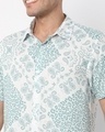 Shop Men's White & Green All Over Paisley Printed Rayon Shirt