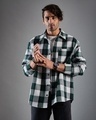 Shop Men's White & Green Checked Oversized Shirt-Front