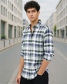 Shop Men's White & Green Checked Shirt-Front