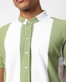 Shop Men's White & Green Color Block Shirt