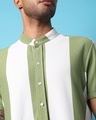 Shop Men's White & Green Color Block Shirt