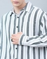 Shop Men's White & Green Striped Oversized Shirt