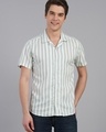 Shop Men's White & Green Striped Shirt-Front