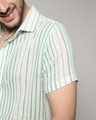 Shop Men's White & Green Striped Shirt