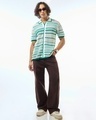 Shop Men's White & Green Striped Flatknit Shirt