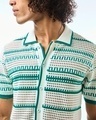 Shop Men's White & Green Striped Flatknit Shirt