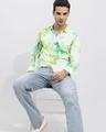 Shop Men's White & Green Tie & Dye Slim Fit Shirt-Full