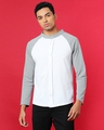 Shop Men's White & Grey Color Block Cotton Shirt-Front