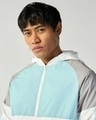 Shop Men's White & Grey Color Block Windcheater Jacket