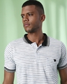 Shop Men's White & Grey Striped Regular Fit T-shirt