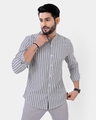 Shop Men's White & Grey Striped Shirt-Front