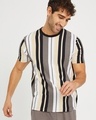 Shop Men's White & Grey Striped T-shirt-Front