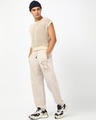 Shop Men's Light Beige Melange Hogwarts Printed Oversized Joggers