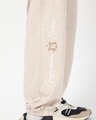 Shop Men's Light Beige Melange Hogwarts Printed Oversized Joggers