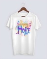 Shop Men's White Happy Holi Cotton T-shirt-Design