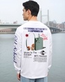 Shop Men's White Headphone Graphic Printed Oversized T-shirt-Front