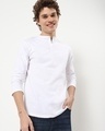 Shop Men's White Henley Plus Size T-shirt-Front