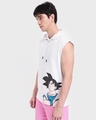 Shop Men's White Anime Graphic Printed Oversized Hooded Vest-Front