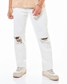 Shop Men's White Distressed Jeans-Front