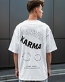 Shop Men's White Karma Circles Typography Oversized T-shirt-Front