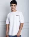 Shop Men's White Lets Escape From Reality Puff Printed Oversized T-shirt-Full