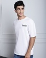 Shop Men's White Lets Escape From Reality Puff Printed Oversized T-shirt