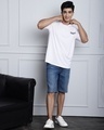Shop Men's White Lets Escape From Reality Puff Printed Oversized T-shirt