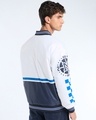 Shop Men's White & Light Navy Blue Typography Oversized Bomber Jacket-Design