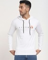 Shop Men's White Liste Typography Hoodie T-shirt-Front
