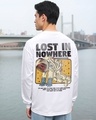 Shop Men's White Lost In Nowhere Graphic Printed Oversized T-shirt-Front