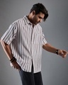 Shop Men's White & Maroon Striped Oversized Shirt-Design