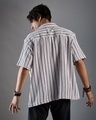 Shop Men's White & Maroon Striped Oversized Shirt-Full