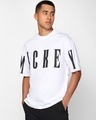 Shop Men's White Mickey Move Graphic Printed Oversized Plus Size T-shirt-Front