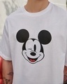 Shop Men's White Mickey Wink Graphic Printed Oversized T-shirt