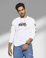 Shop Men's White Minion Badge Graphic Printed Oversized T-shirt-Front