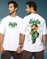 Shop Men's White Money Don't Jiggle Graphic Printed Oversized T-shirt-Front