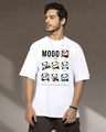 Shop Men's White Mood Of The Day Panda Graphic Printed Oversized T-shirt-Front