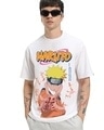 Shop Men's White Naruto Uzumaki Graphic Printed Oversized T-shirt-Front