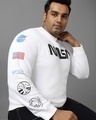 Shop Men's White Nasa Badge Graphic Printed Plus Size Sweatshirt-Front