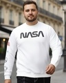 Shop Men's White Nasa Badge Graphic Printed Plus Size Sweatshirt-Front