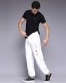 Shop Men's White Nasa Printed Relaxed Fit Joggers-Full