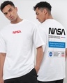 Shop Men's White NASA-US Typography Oversized Fit T-shirt-Front