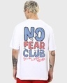 Shop Men's White No Fear Club Typography Oversized T-shirt-Front